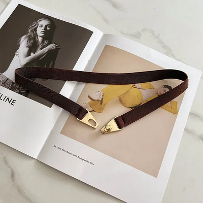 Μόδα χρυσό μεταλλικό πόμολο πόρπη τεντωμένη γυναικεία ζώνη Λεπτή μονόχρωμη Λεπτή ζώνη μέσης σώματος Γυναικείο φόρεμα πουκάμισο κοκαλιάρικο στη μέση