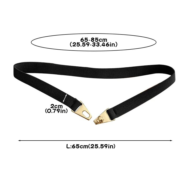 Μόδα χρυσό μεταλλικό πόμολο πόρπη τεντωμένη γυναικεία ζώνη Λεπτή μονόχρωμη Λεπτή ζώνη μέσης σώματος Γυναικείο φόρεμα πουκάμισο κοκαλιάρικο στη μέση