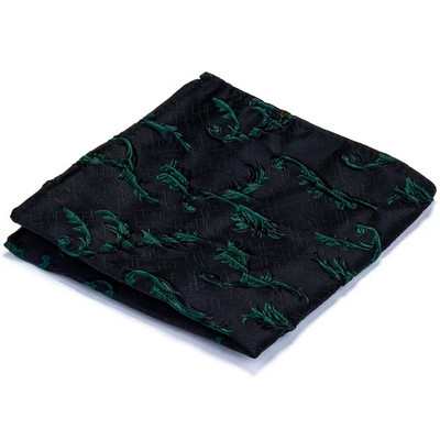 Klasszikus fehér fekete 25*25 cm férfi selyem vastag és texturált virágos zsebkendő, négyzet alakú férfi zsebkendő esküvői partira