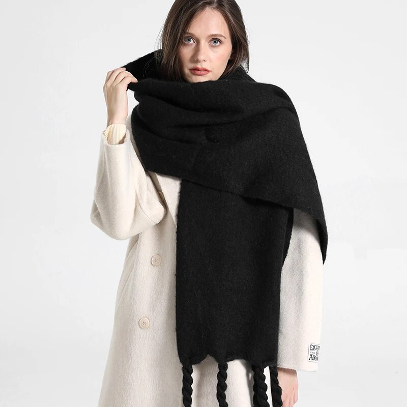 2022. Luksuzni svijetlozeleni ženski šal od kašmira, zimski šal i omot, bandana od pašmine, debela deka s resicama