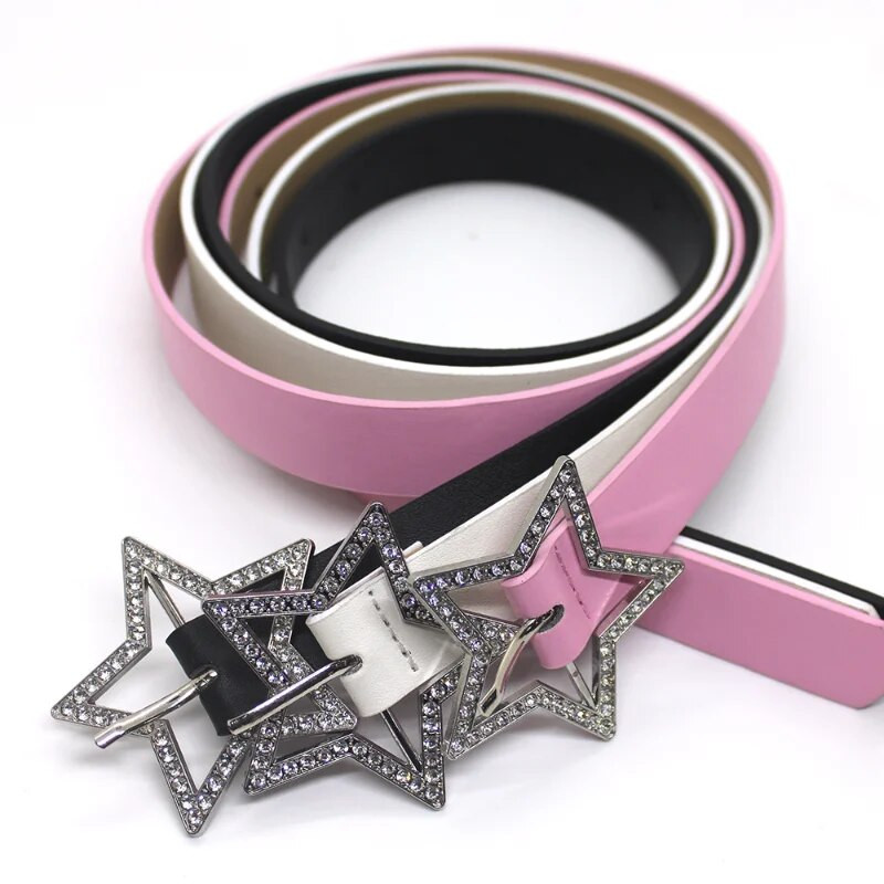 Kawaii Star Rhinestone Belt Sieviešu Džinsi Sprādze Vintage 2000. gadu josta Grunge Indie Estētiski Y2k Aksesuāri korejiešu modes