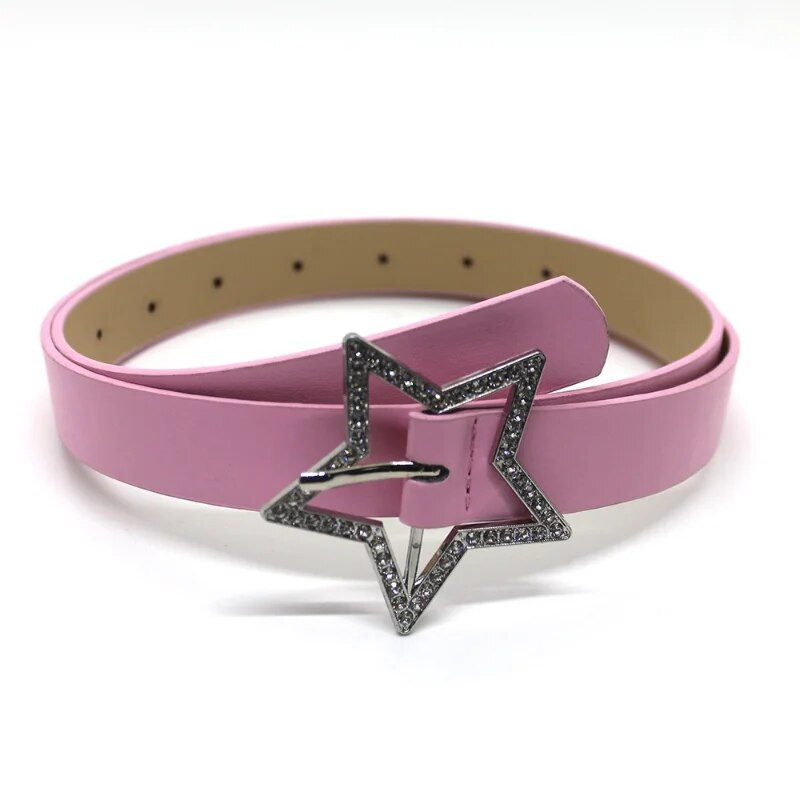 Kawaii Star Rhinestone Belt Sieviešu Džinsi Sprādze Vintage 2000. gadu josta Grunge Indie Estētiski Y2k Aksesuāri korejiešu modes