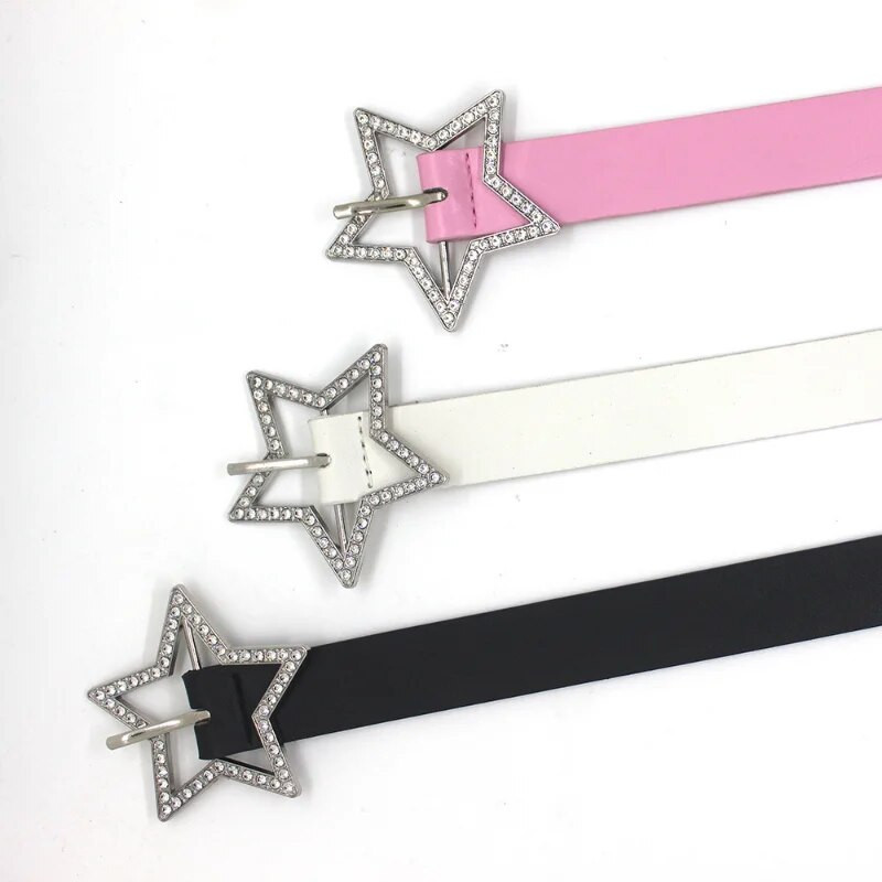Kawaii Star Rhinestone Belt Sieviešu Džinsi Sprādze Vintage 2000. gadu josta Grunge Indie Estētiski Y2k Aksesuāri korejiešu modes