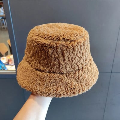 Šešir od janjeće vune Zimske ženske deblje tople jednobojne kape za umivaonik Korejske modne ribarske kape Unisex dodaci za van