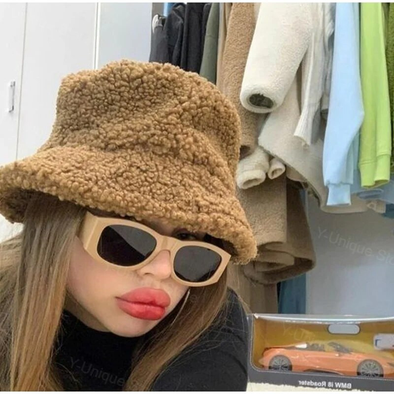 Šešir od janjeće vune Zimske ženske deblje tople jednobojne kape za umivaonik Korejske modne ribarske kape Unisex dodaci za van