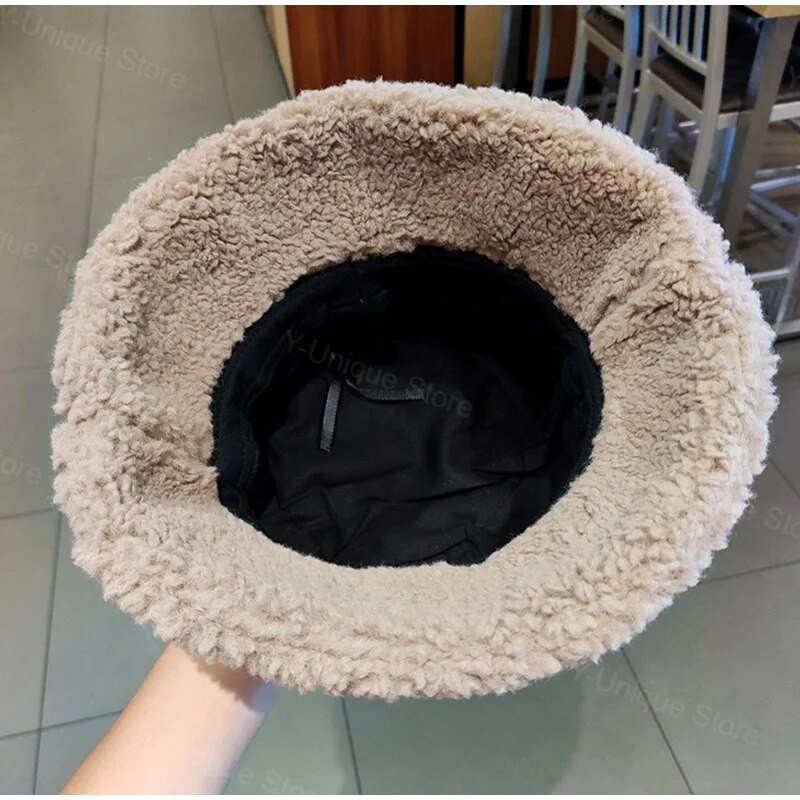 Šešir od janjeće vune Zimske ženske deblje tople jednobojne kape za umivaonik Korejske modne ribarske kape Unisex dodaci za van