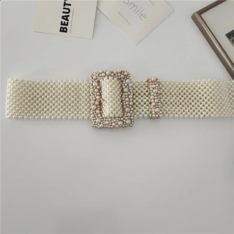 Jauni sieviešu jostas dekoratīvi svārki ar pilnu pērļu sprādzes jostas siksnas sievietēm Luksusa modes kleita dekorācija plata josta