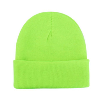 Unisex Neon Beanies Φωτεινά χειμωνιάτικα καπέλα πλεκτό γυναικείο καπέλο ανδρικό μονόχρωμο κρανίο πορτοκαλί πράσινο κίτρινο μαύρο γκρι