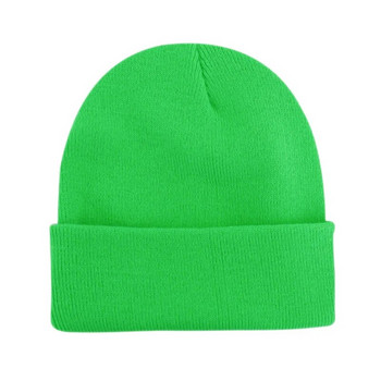 Unisex Neon Beanies Φωτεινά χειμωνιάτικα καπέλα πλεκτό γυναικείο καπέλο ανδρικό μονόχρωμο κρανίο πορτοκαλί πράσινο κίτρινο μαύρο γκρι