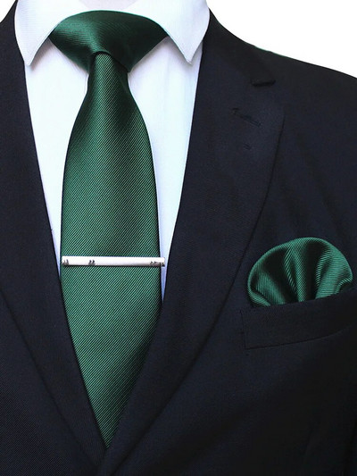 EASTEPIC 8 cm klasiskas pelēkas sarža kaklasaites vīriešiem biznesa kostīmos kaklasaites komplekts ar klipu kabatlakats vīriešu aksesuārs kāzu ballīte