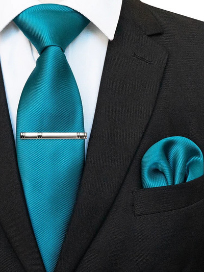 EASTEPIC 8 cm klasiskas pelēkas sarža kaklasaites vīriešiem biznesa kostīmos kaklasaites komplekts ar klipu kabatlakats vīriešu aksesuārs kāzu ballīte