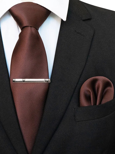 EASTEPIC 8 cm klasiskas pelēkas sarža kaklasaites vīriešiem biznesa kostīmos kaklasaites komplekts ar klipu kabatlakats vīriešu aksesuārs kāzu ballīte