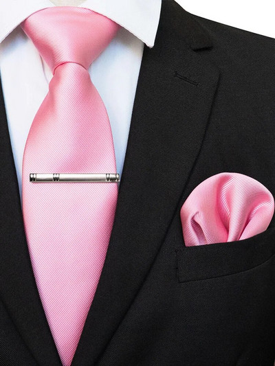 EASTEPIC 8 cm klasiskas pelēkas sarža kaklasaites vīriešiem biznesa kostīmos kaklasaites komplekts ar klipu kabatlakats vīriešu aksesuārs kāzu ballīte