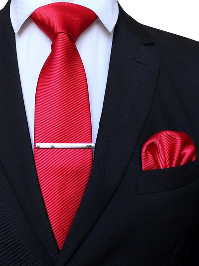 EASTEPIC 8 cm klasiskas pelēkas sarža kaklasaites vīriešiem biznesa kostīmos kaklasaites komplekts ar klipu kabatlakats vīriešu aksesuārs kāzu ballīte