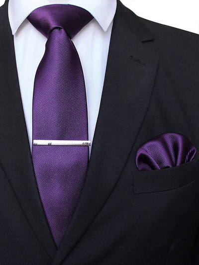 EASTEPIC 8 cm klasiskas pelēkas sarža kaklasaites vīriešiem biznesa kostīmos kaklasaites komplekts ar klipu kabatlakats vīriešu aksesuārs kāzu ballīte