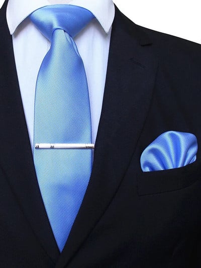 EASTEPIC 8 cm klasiskas pelēkas sarža kaklasaites vīriešiem biznesa kostīmos kaklasaites komplekts ar klipu kabatlakats vīriešu aksesuārs kāzu ballīte