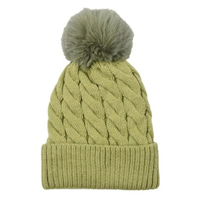 Sieviešu cepure Kabeļa dūriens Adīšanas Odere Zaļa Bieza Ziemas cepure Aksesuāri Pom Beanie