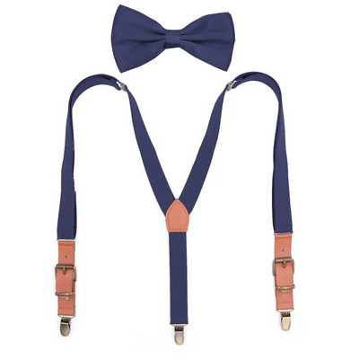 Unisex Vintage Ζαρτιέρες Σετ παπιγιόν Γυναικείες Ανδρικές Ρυθμιζόμενες PU Δερμάτινες ζαρτιέρες Τιράντες Παντελόνια Γραβάτες Αξεσουάρ