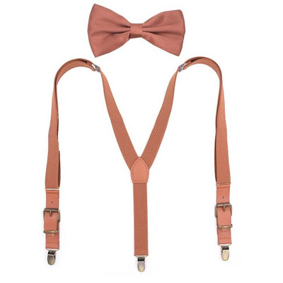Unisex Vintage Ζαρτιέρες Σετ παπιγιόν Γυναικείες Ανδρικές Ρυθμιζόμενες PU Δερμάτινες ζαρτιέρες Τιράντες Παντελόνια Γραβάτες Αξεσουάρ