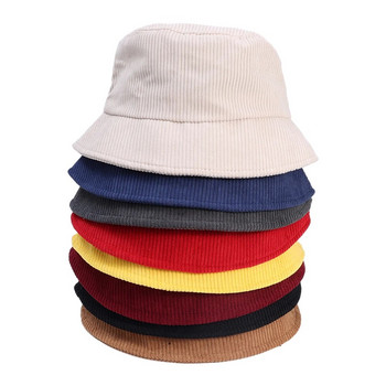 Καπέλο κοτλέ κουβά Άνοιξη φθινόπωρο μονόχρωμο Γυναικείες άντρες Καπέλα ψαρά Καπέλο ισχίου πτυσσόμενο Bob Cheapu Panama Καπέλο ψαρέματος Gorras