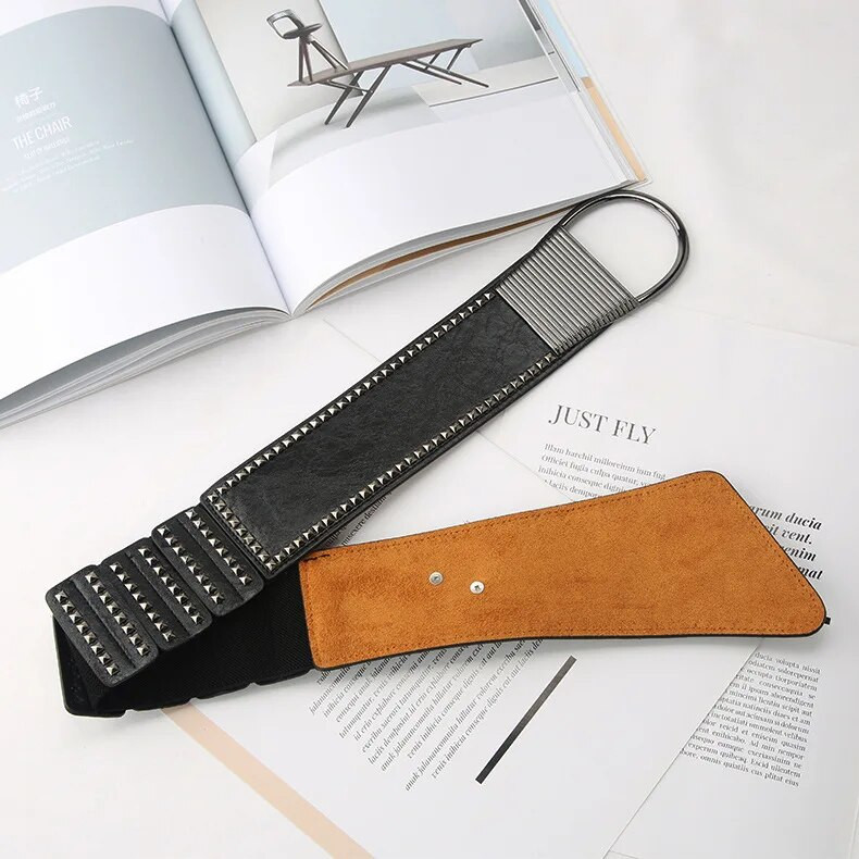 Luksuzni ženski široki pojas, elastična starinska kopča, kožna široka modna kopča s divljom iglom, ženski remen oko struka, remen, remen za haljine