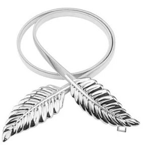 Új divatos női öv női öv vékony női levél kialakítású csattal elülső sztreccs fém derékrész Elasztikus öv Ceinture öv