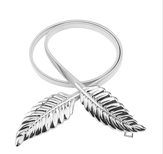 Új divatos női öv női öv vékony női levél kialakítású csattal elülső sztreccs fém derékrész Elasztikus öv Ceinture öv