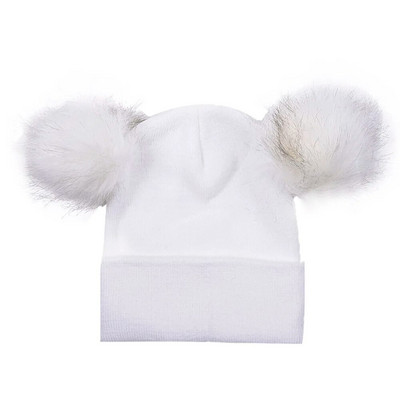 WZCX Double Pompom Skullies Beanes Vienkrāsains Saglabā siltumu āra Unisex Sieviešu elastība Ziemas Pompom Cepure Trikotāžas cepure