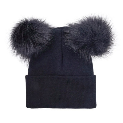 WZCX Double Pompom Skullies Beanes Vienkrāsains Saglabā siltumu āra Unisex Sieviešu elastība Ziemas Pompom Cepure Trikotāžas cepure