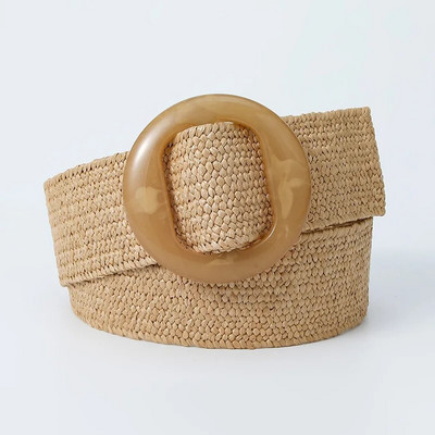 Zaļš Melns Dzeltens Vintage Pīta jostasvieta Sieviešu josta Apaļa Sprādze Plata Stils Elastīga Sieviešu Sieviešu Apģērbu Aksesuāri