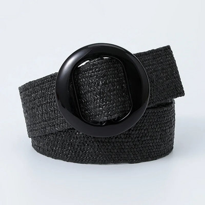 Zaļš Melns Dzeltens Vintage Pīta jostasvieta Sieviešu josta Apaļa Sprādze Plata Stils Elastīga Sieviešu Sieviešu Apģērbu Aksesuāri