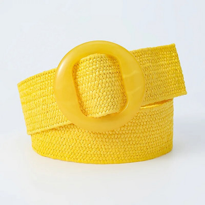 Zaļš Melns Dzeltens Vintage Pīta jostasvieta Sieviešu josta Apaļa Sprādze Plata Stils Elastīga Sieviešu Sieviešu Apģērbu Aksesuāri