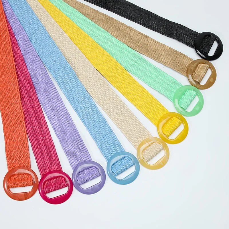 Zaļš Melns Dzeltens Vintage Pīta jostasvieta Sieviešu josta Apaļa Sprādze Plata Stils Elastīga Sieviešu Sieviešu Apģērbu Aksesuāri