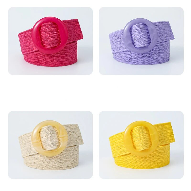 Zaļš Melns Dzeltens Vintage Pīta jostasvieta Sieviešu josta Apaļa Sprādze Plata Stils Elastīga Sieviešu Sieviešu Apģērbu Aksesuāri