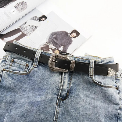 Vintage gotički remeni za žene Traperice do struka Ženski remen Izrezbarena kopča Western pojas Dizajnerski remen Cintos Ceinture Femme