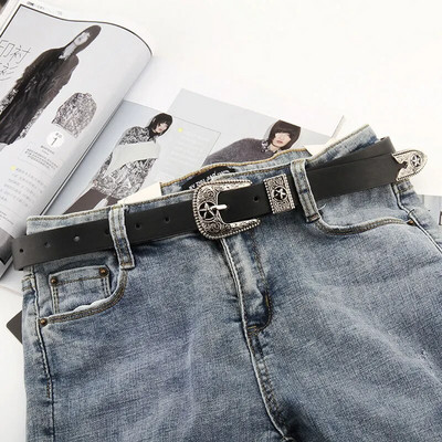 Vintage gotički remeni za žene Traperice do struka Ženski remen Izrezbarena kopča Western pojas Dizajnerski remen Cintos Ceinture Femme