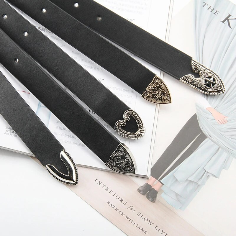 Vintage gotički remeni za žene Traperice do struka Ženski remen Izrezbarena kopča Western pojas Dizajnerski remen Cintos Ceinture Femme