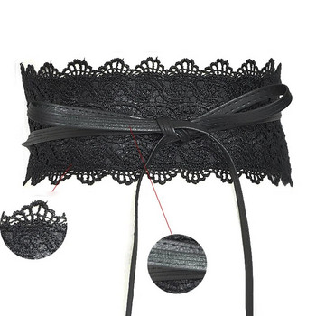 Дамски дантелен колан с панделка Нов корсет, широки колани за жени Черно-бяла женска самозавързваща се лента за талия на талията за сватбена рокля