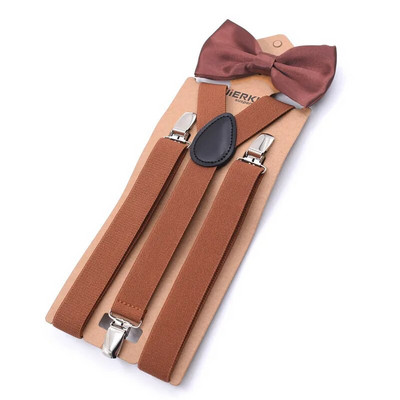 Férfi Y-hátú állítható nadrágtartó csokornyakkendővel 3 kapcsos Harisnyatartó szett Férfi Vintage alkalmi nadrág pánt Apa / Férj ajándék