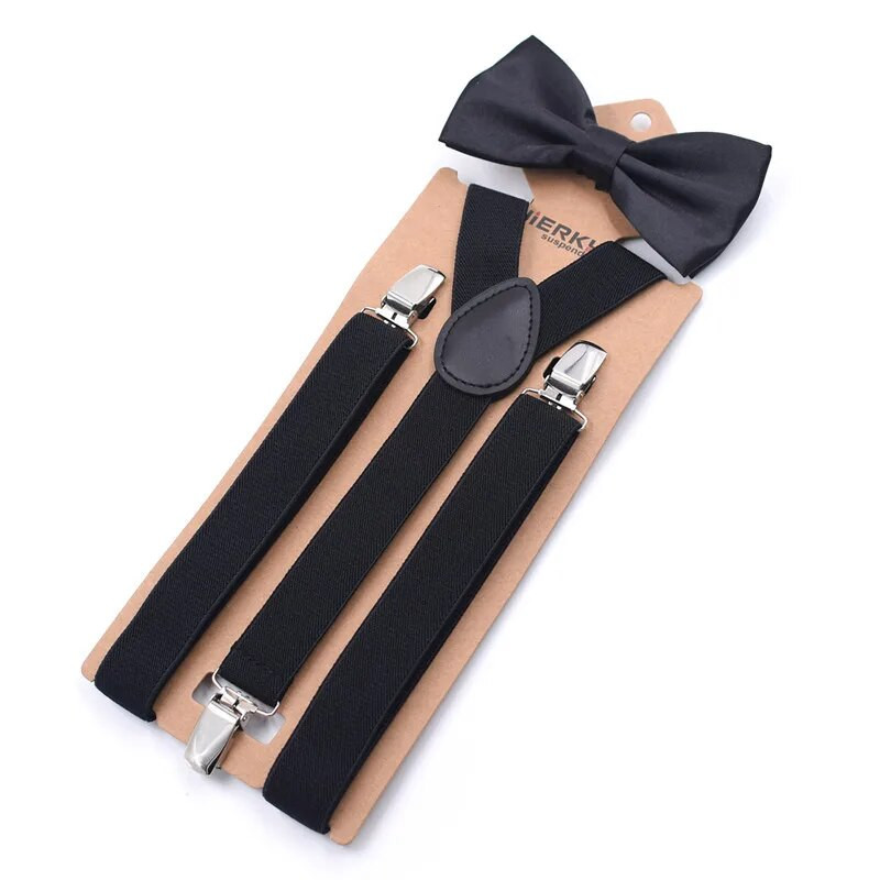 Férfi Y-hátú állítható nadrágtartó csokornyakkendővel 3 kapcsos Harisnyatartó szett Férfi Vintage alkalmi nadrág pánt Apa / Férj ajándék