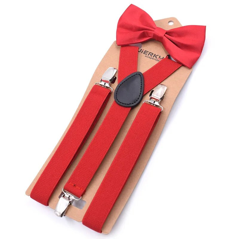 Férfi Y-hátú állítható nadrágtartó csokornyakkendővel 3 kapcsos Harisnyatartó szett Férfi Vintage alkalmi nadrág pánt Apa / Férj ajándék