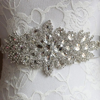 Дамски колан Сватбени колани от кристали Сатенена сватбена рокля с кристали Колан Сватбени аксесоари Булчинска панделка Колан