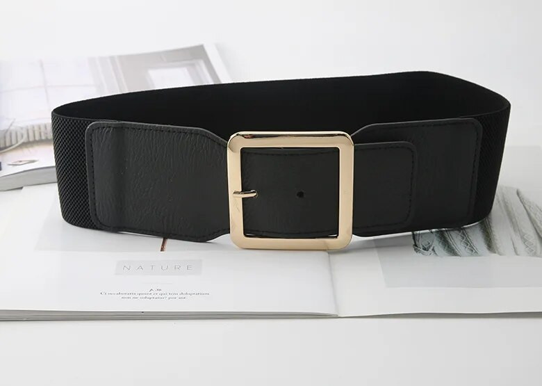 Modes platas sieviešu jostas elastīgas PU ādas Cummerbund HOT Big Pin sprādze zelta metāla jostas jostas jostasvietas kleita mētelis dāmām dāvanas