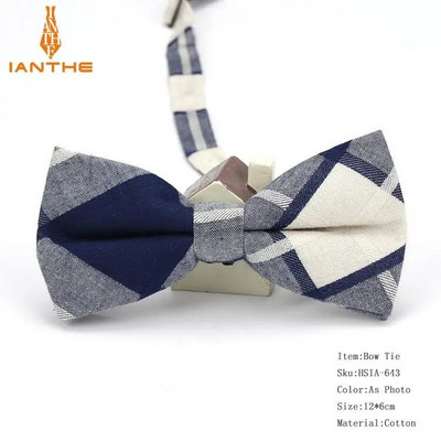 Vadonatúj férfi öltöny Pamut csokornyakkendő esküvői kockás Vintage csokornyakkendő férfiaknak Check Vintage nyakkendő Gravatas Slim cravats