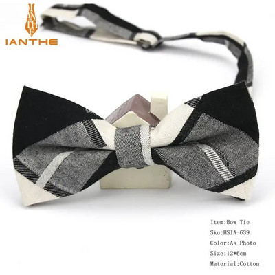 Vadonatúj férfi öltöny Pamut csokornyakkendő esküvői kockás Vintage csokornyakkendő férfiaknak Check Vintage nyakkendő Gravatas Slim cravats