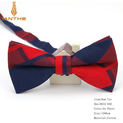 Vadonatúj férfi öltöny Pamut csokornyakkendő esküvői kockás Vintage csokornyakkendő férfiaknak Check Vintage nyakkendő Gravatas Slim cravats