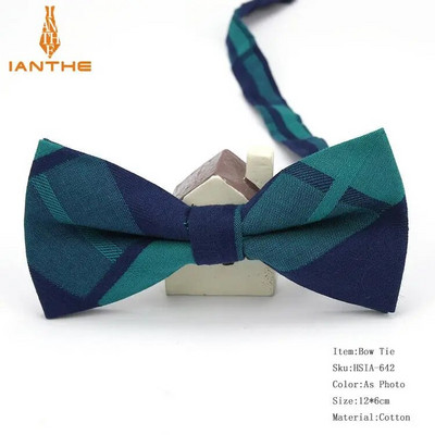 Vadonatúj férfi öltöny Pamut csokornyakkendő esküvői kockás Vintage csokornyakkendő férfiaknak Check Vintage nyakkendő Gravatas Slim cravats