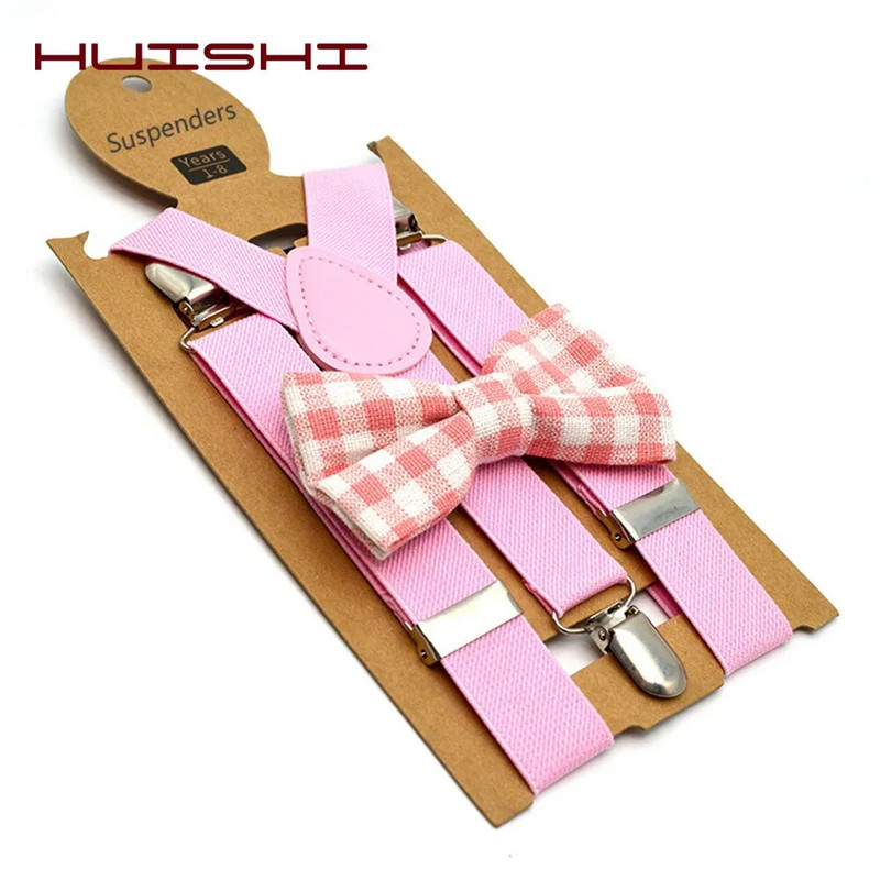 HUISHI nadrágtartók gyerekeknek nadrágtartók lányoknak csokornyakkendővel Divat gyermek csokornyakkendő szett fiúk merevítők állítható nyakkendők esküvői kiegészítők
