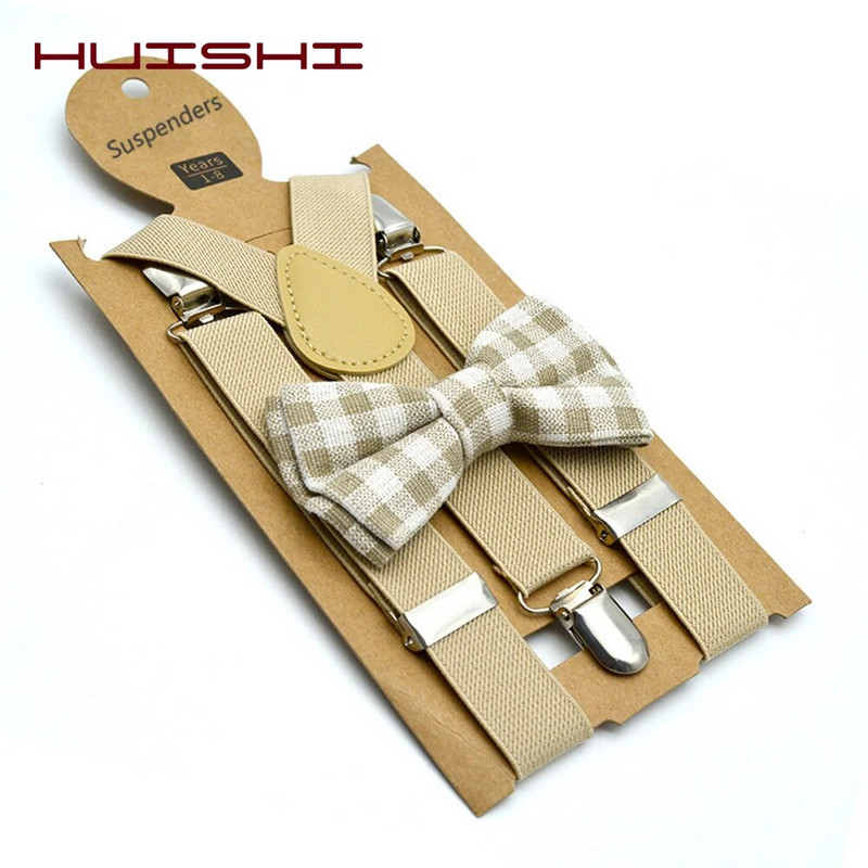 HUISHI nadrágtartók gyerekeknek nadrágtartók lányoknak csokornyakkendővel Divat gyermek csokornyakkendő szett fiúk merevítők állítható nyakkendők esküvői kiegészítők