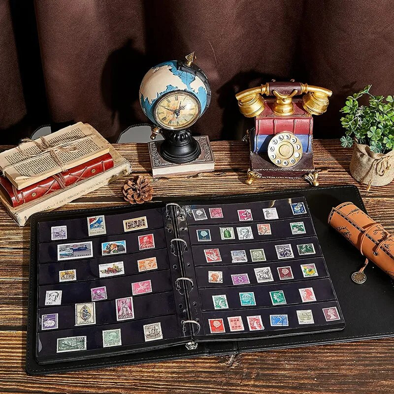 10 kom/lot albuma za poštanske marke. Stranice za ponovno punjenje 4 5 6 7 linija Rešetka bez kiseline Držač markica Listovi crni prozirni novac Stranica novčanica